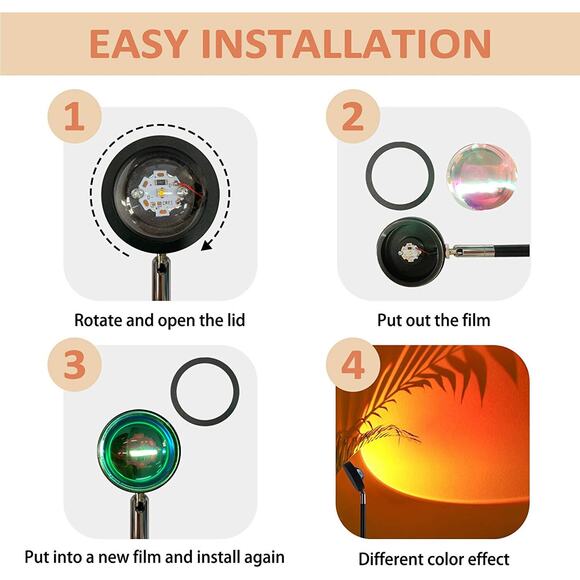 10 Films for Projector Lamp USB Atmosphere LED Desk Night Light Room Decor - Picture 3 of 10